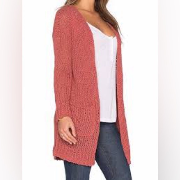 Free People Simply Sienna Pink Knit Long Line Cardigan Size Medium - Picture 2 of 7